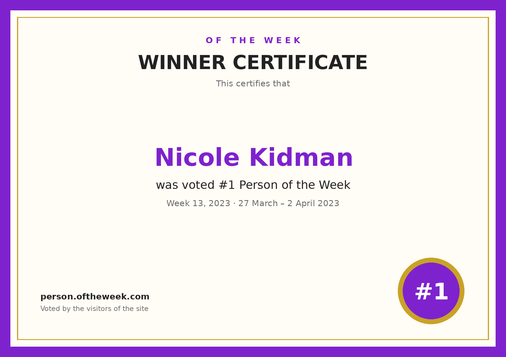 Certificate — Nicole Kidman